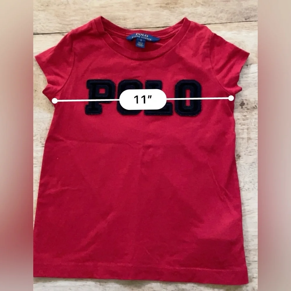 Polo Ralph Lauren Girls’ Sz 5 Red Big Velveteen Logo Tee‎